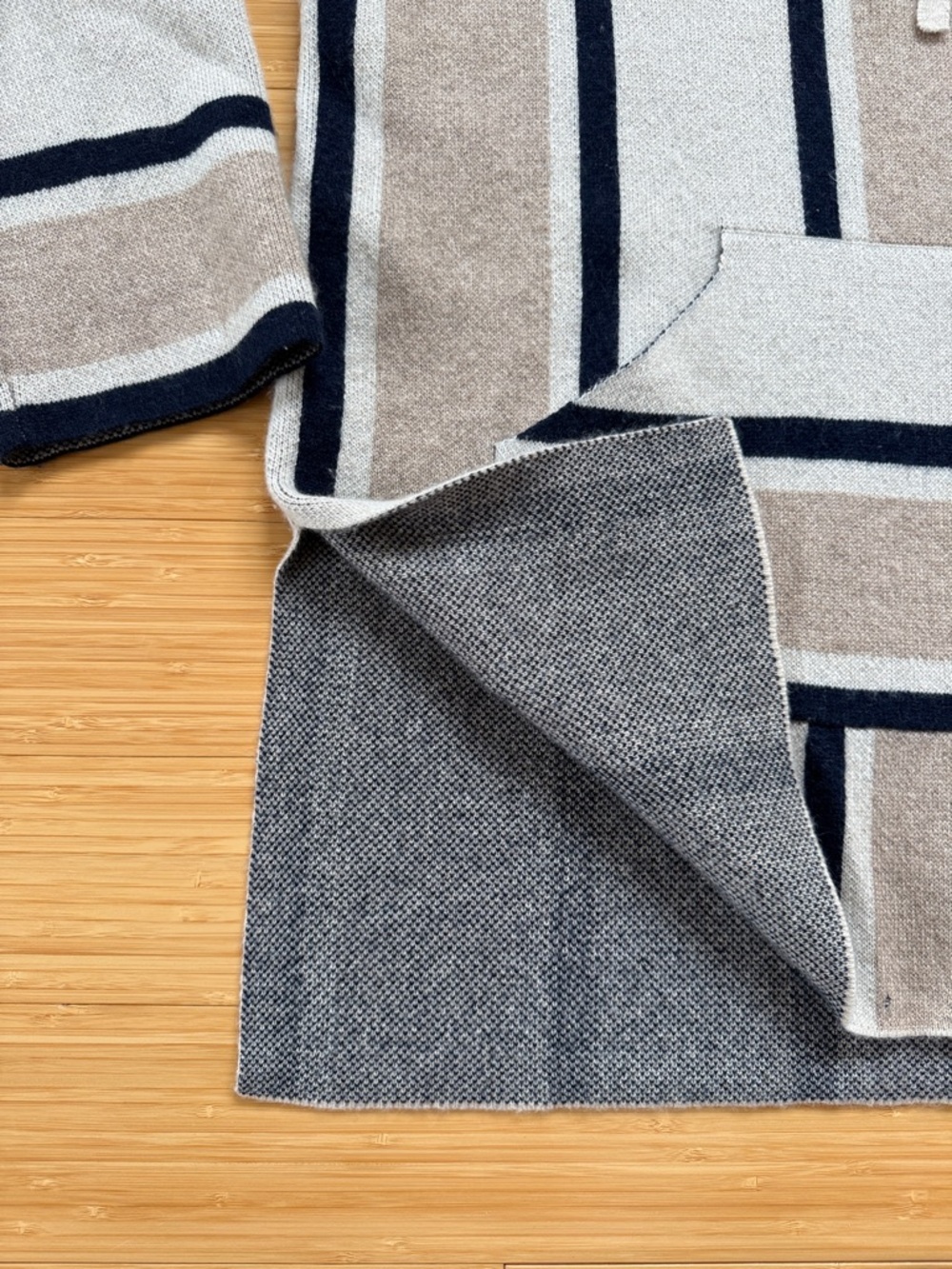 La Ligne Baja Striped Cashmere Hoodie In Heather Cream/heather Tan/navy size XS - Picture 7 of 13